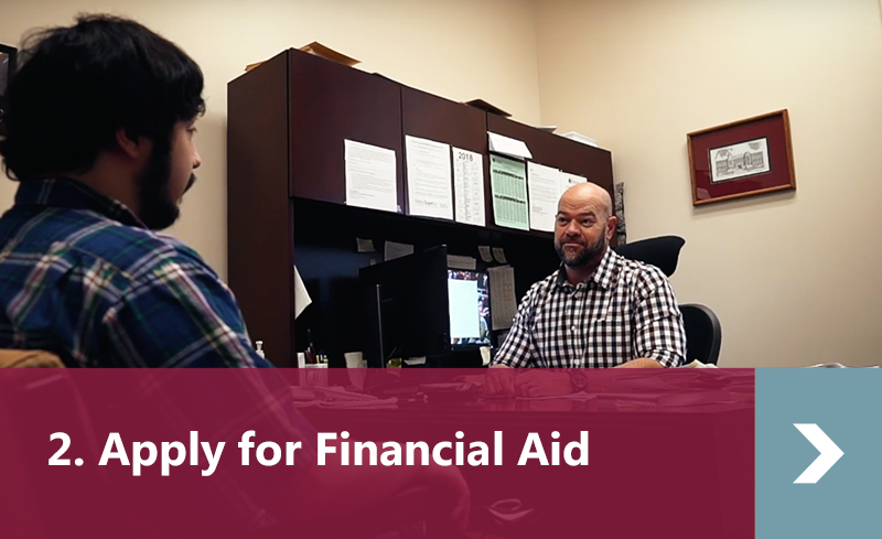 Button that links to information about applying for financial aid when clicked.