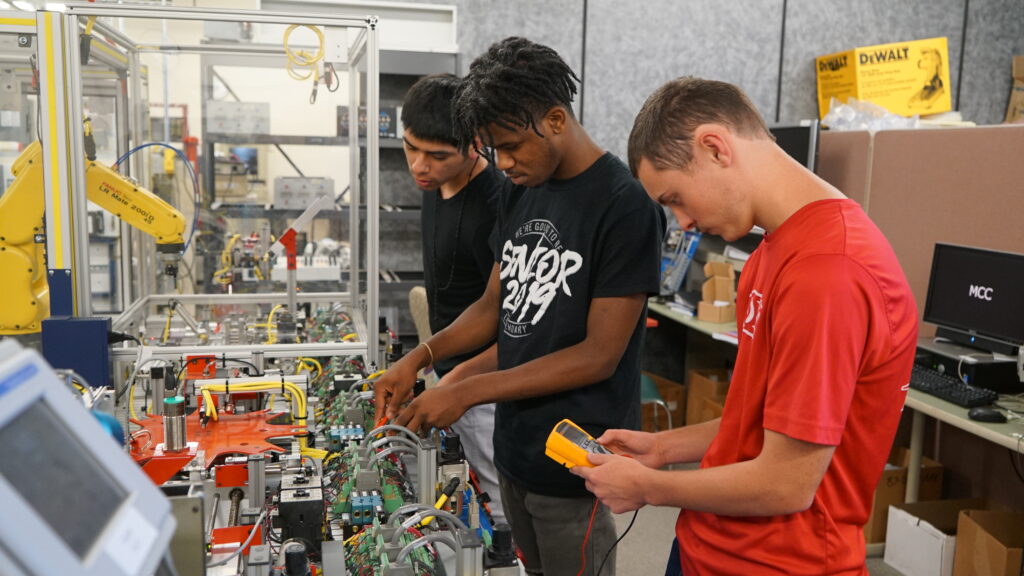 Students working in a Certified Production Technician course.