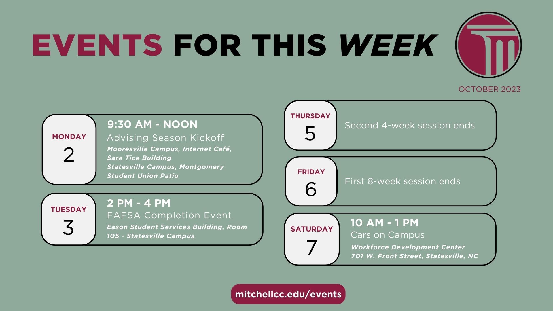 Graphic that reads "Events For This Week". Click the image to go to the site calendar.