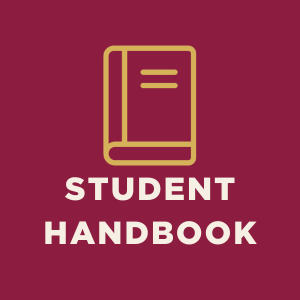 Button to access the Mitchell Community College student handbook when clicked.