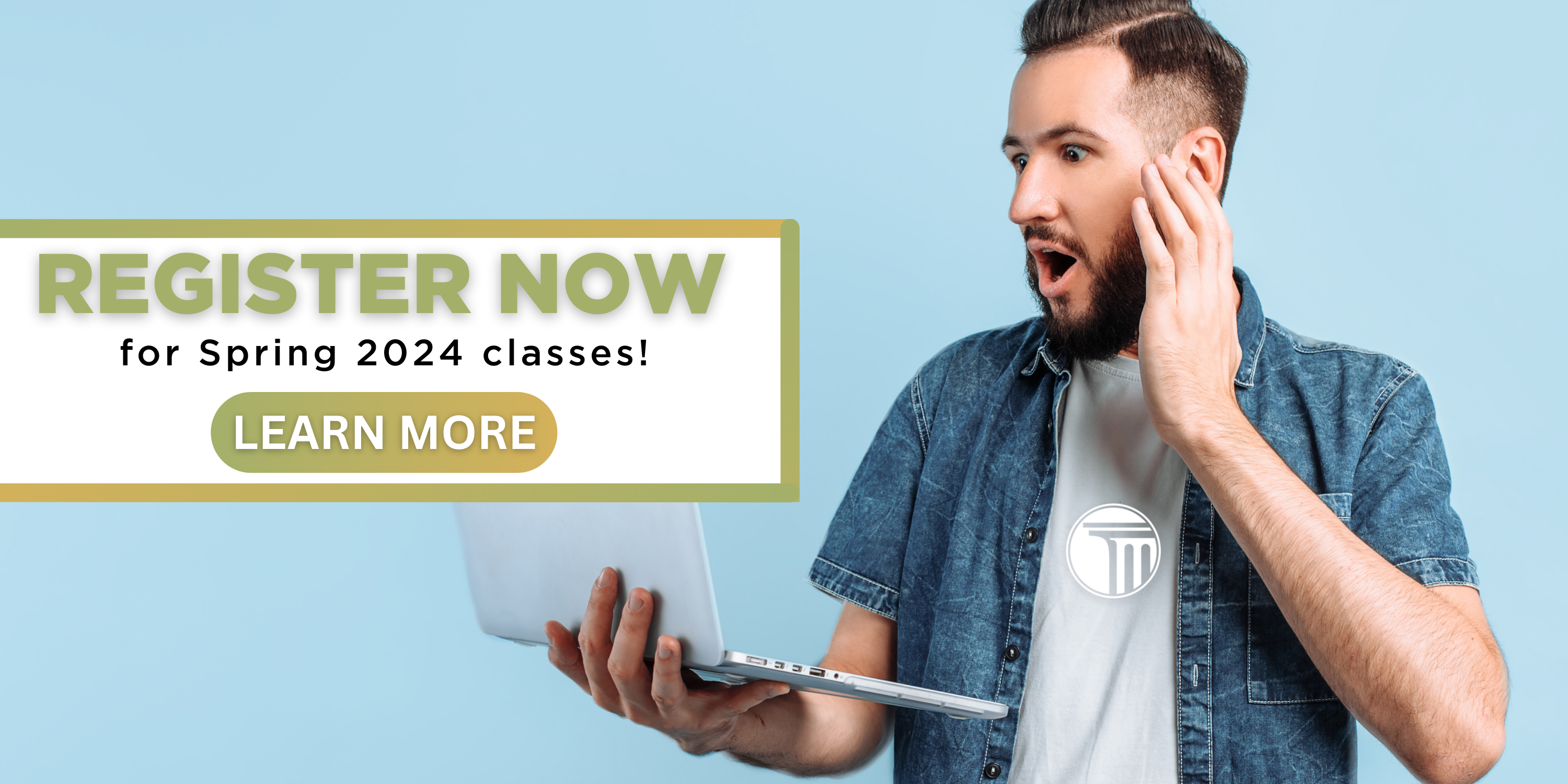 Banner that reads "Register now for Spring 2024 classes!". Click the banner to go to the MyMitchell page.