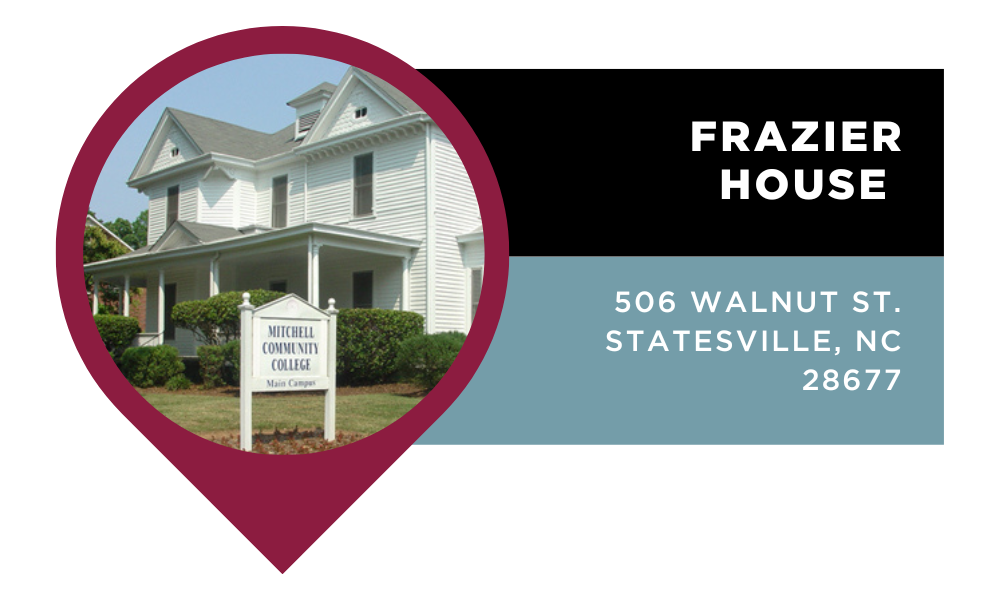 Graphic that reads "Frazier House | 506 Walnut St. Statesville, NC 28677". Click to view on Google Maps.