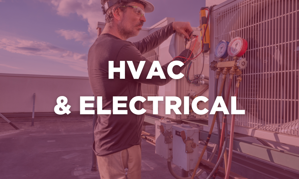 Grafik mit der Aufschrift „HVAC & Electrical“. Klicken Sie hier, um mehr über dieses Programm zu erfahren.