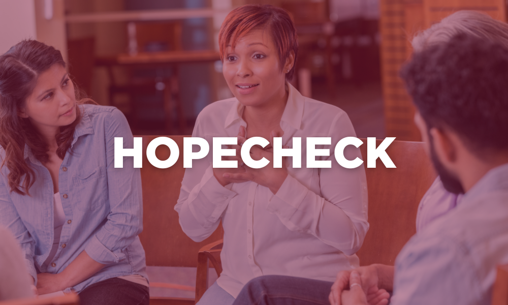 Banner that reads "HopeCheck".