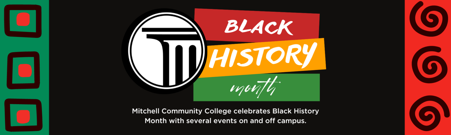 Banner that reads "Black History Month | Mitchell Community College celebrates Black History Month with several events on and off campus."