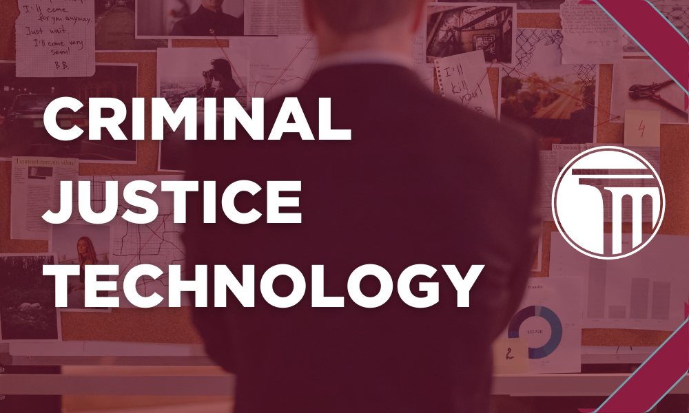 Banner mit der Aufschrift „Criminal Justice Technology“.