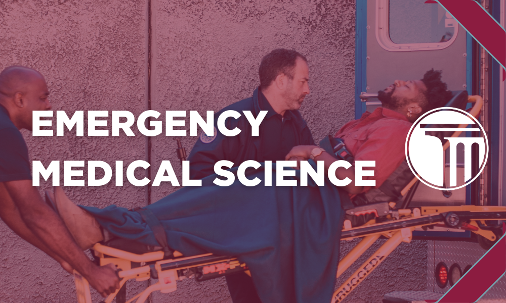 Banner na may nakasulat na "Emergency Medical Science".