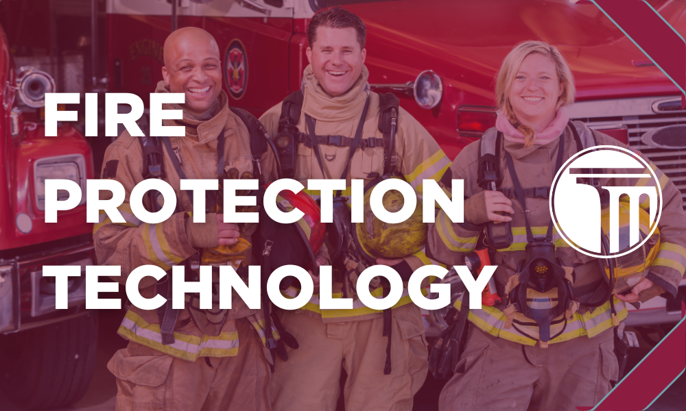 Banner na may nakasulat na "Fire Protection Technology".