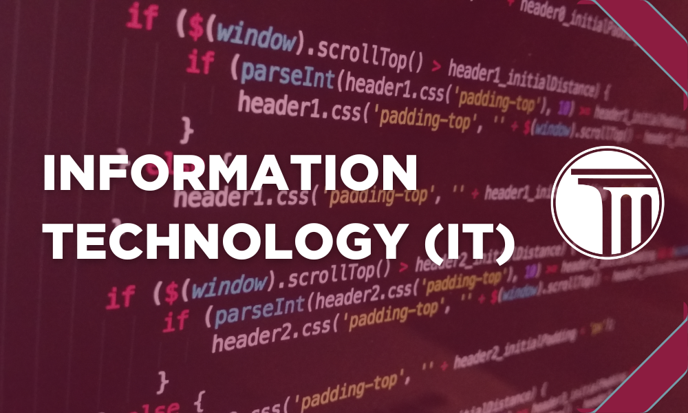 Banner mit der Aufschrift „Informationstechnologie (IT)“.