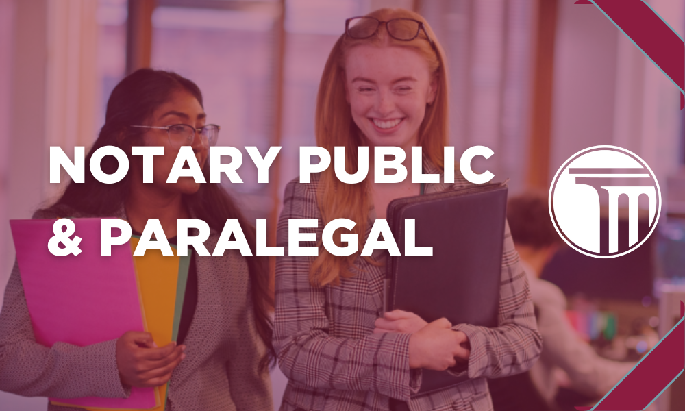 Banner that reads "Notary Public & Paralegal".