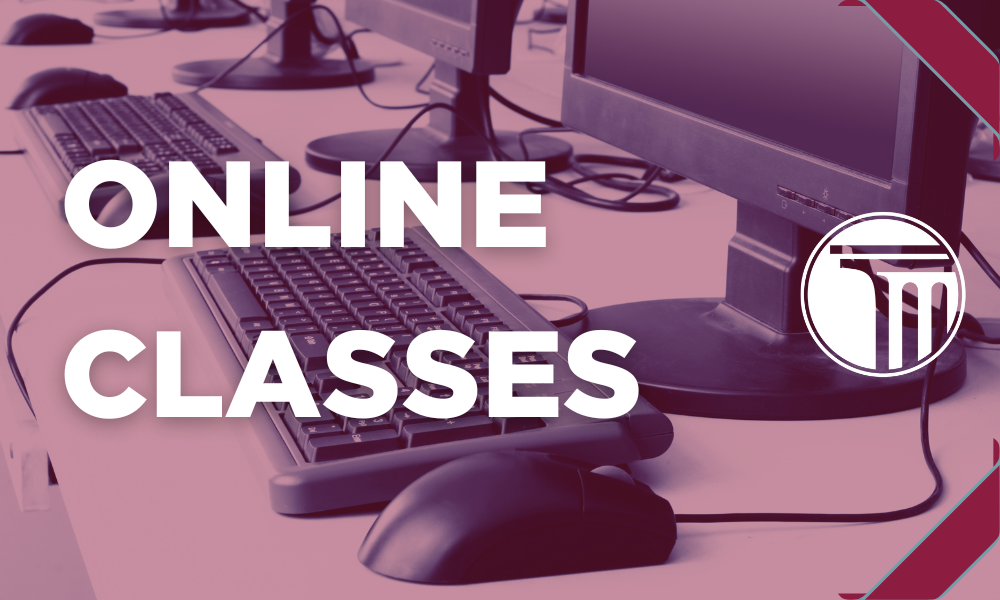 Banner that reads "Online Classes".