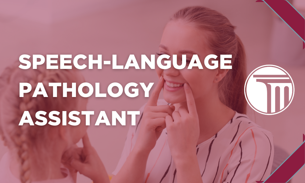Banner na may nakasulat na "Speech-Language Pathology Assistant".