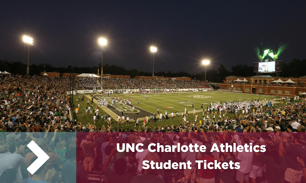 UNC Charlotte Athletics 학생 티켓에 대해 자세히 알아보려면 이 이미지를 클릭하세요.