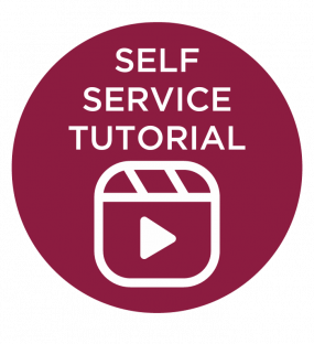 Button to access the "Self Service Tutorial" when clicked.